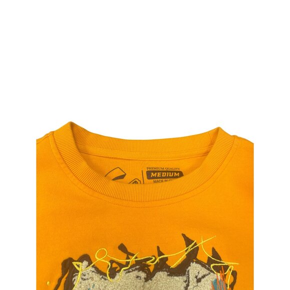 Civilized mens Orange bear graphic embroided Crewneck Sweatshirt Size Medium SKU - Picture 5 of 10